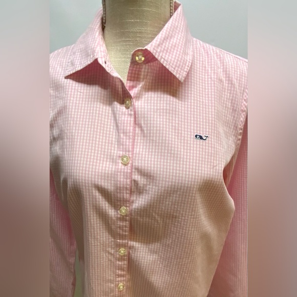 Vineyard Vines Pink/White Gingham Button Down Long Sleeve Shirt-SZ 10 - Picture 4 of 10